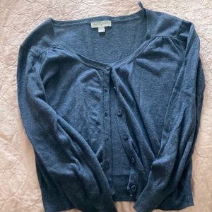 Cropped blue sweater cardigan